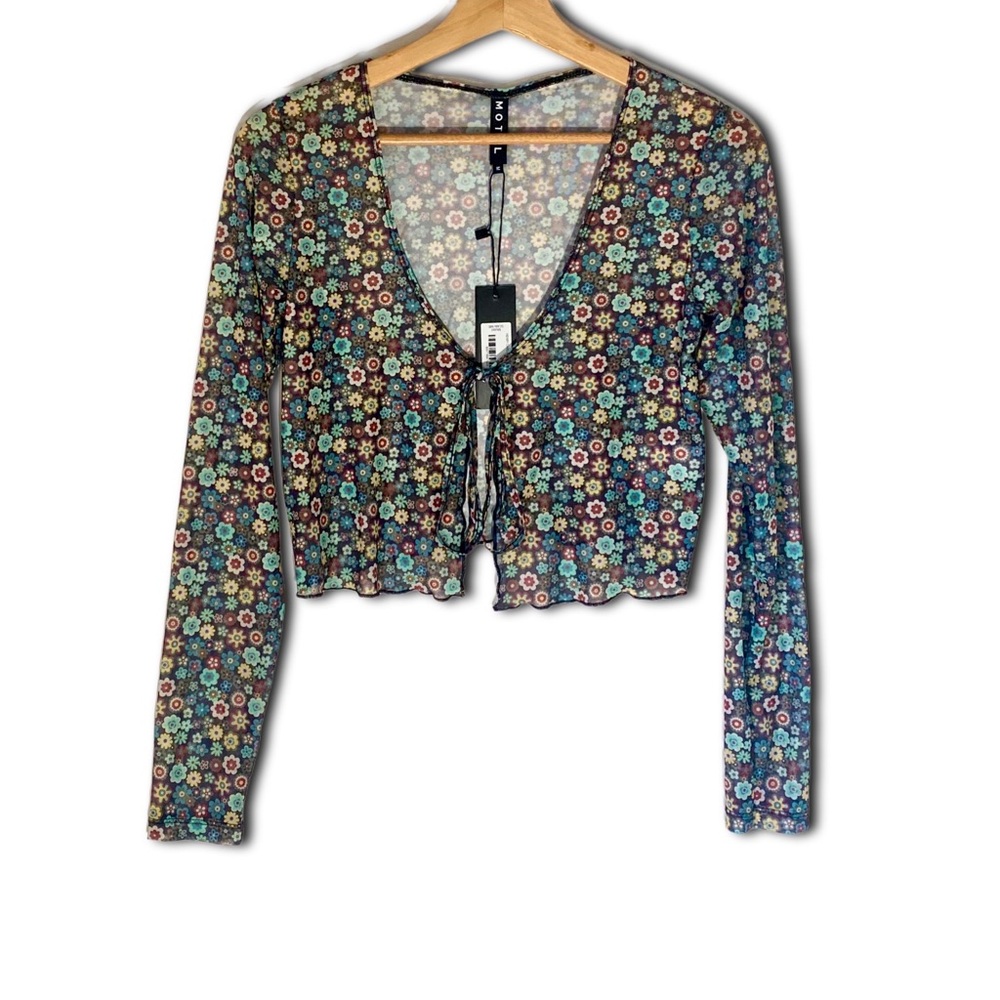 Motel Rocks Henry Cropped Cardi In Folk Floral